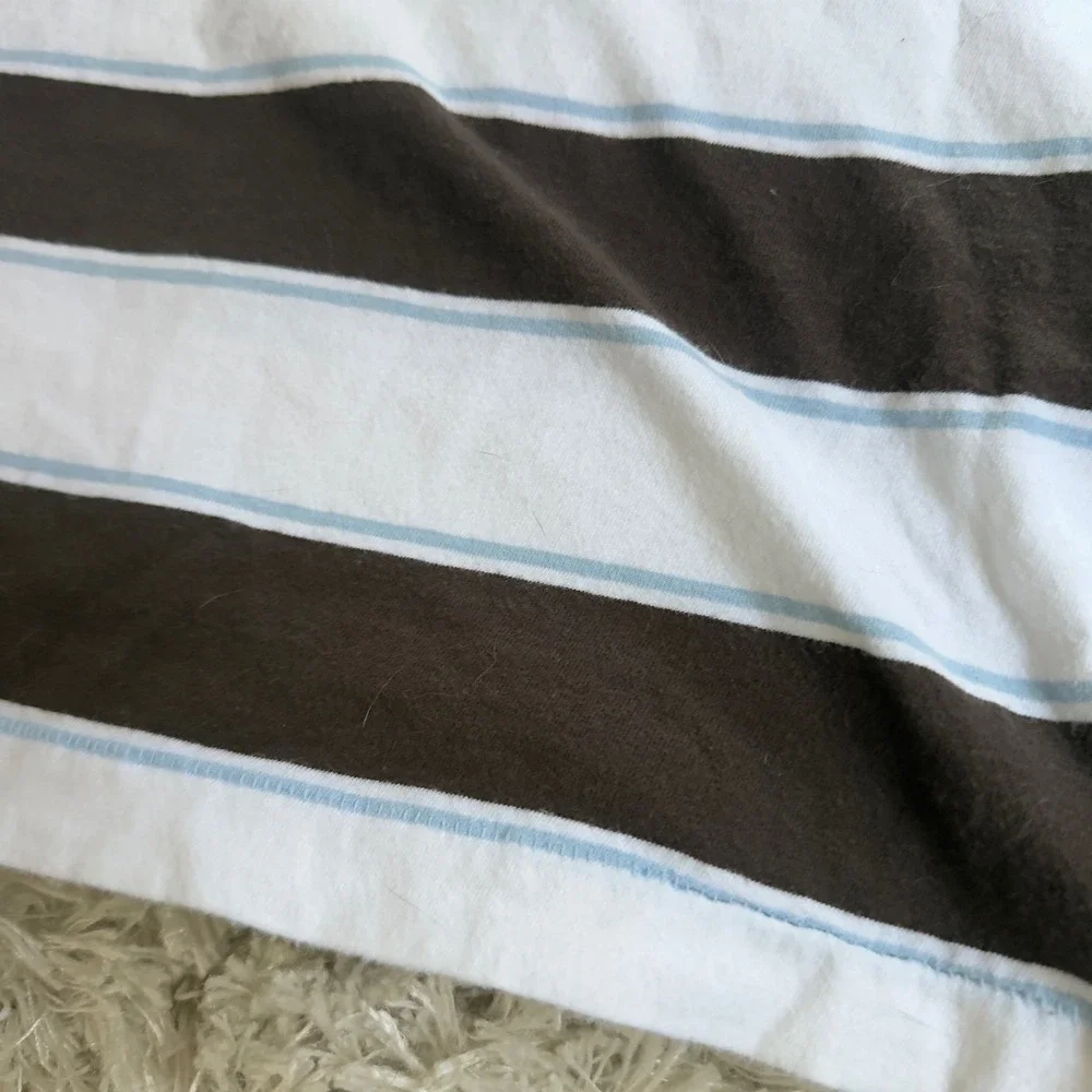 Mossimo Striped Polo Shirt Mens XL Brown Blue Cotton Athletic Fit Short Sleeve